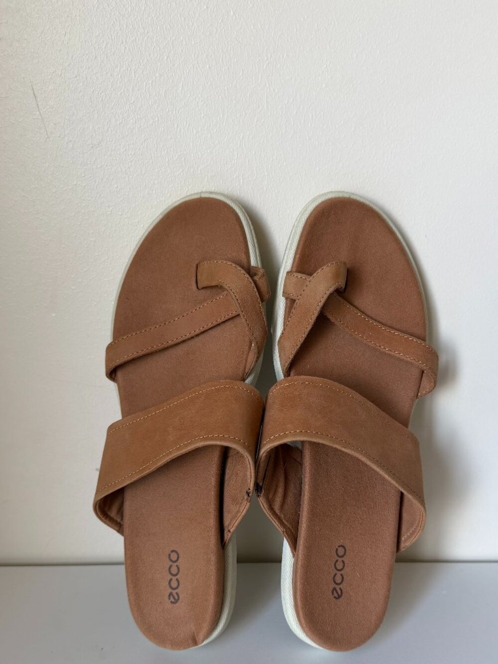 ECCO Leather Sandals Size 8 | Brown Suede Slide Sandals | Cushioned Comfort